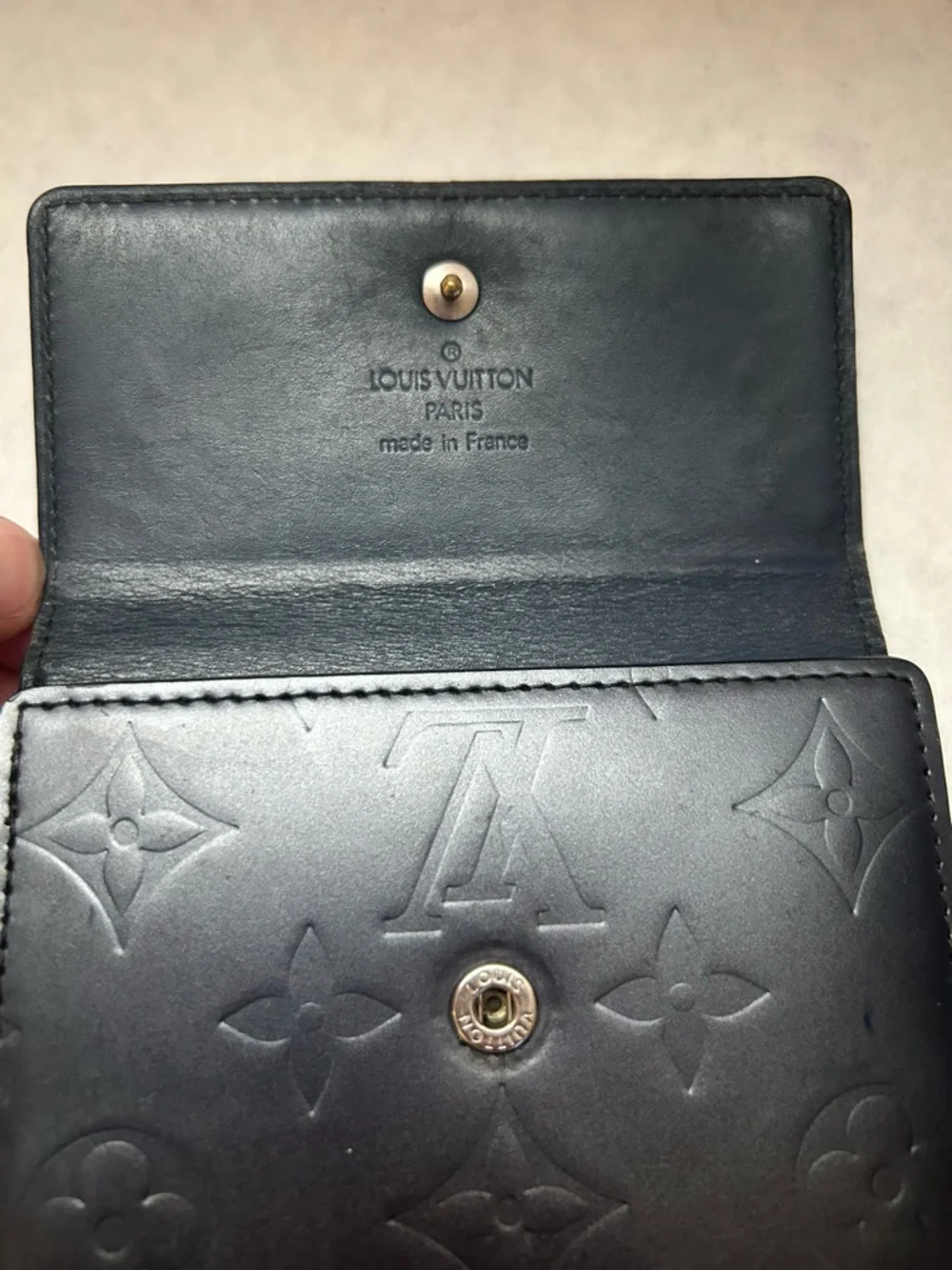 VTG Louis Vuitton Elise Compact Wallet in Monogram Mat Vernis Gray Leather - Picture 8 of 14